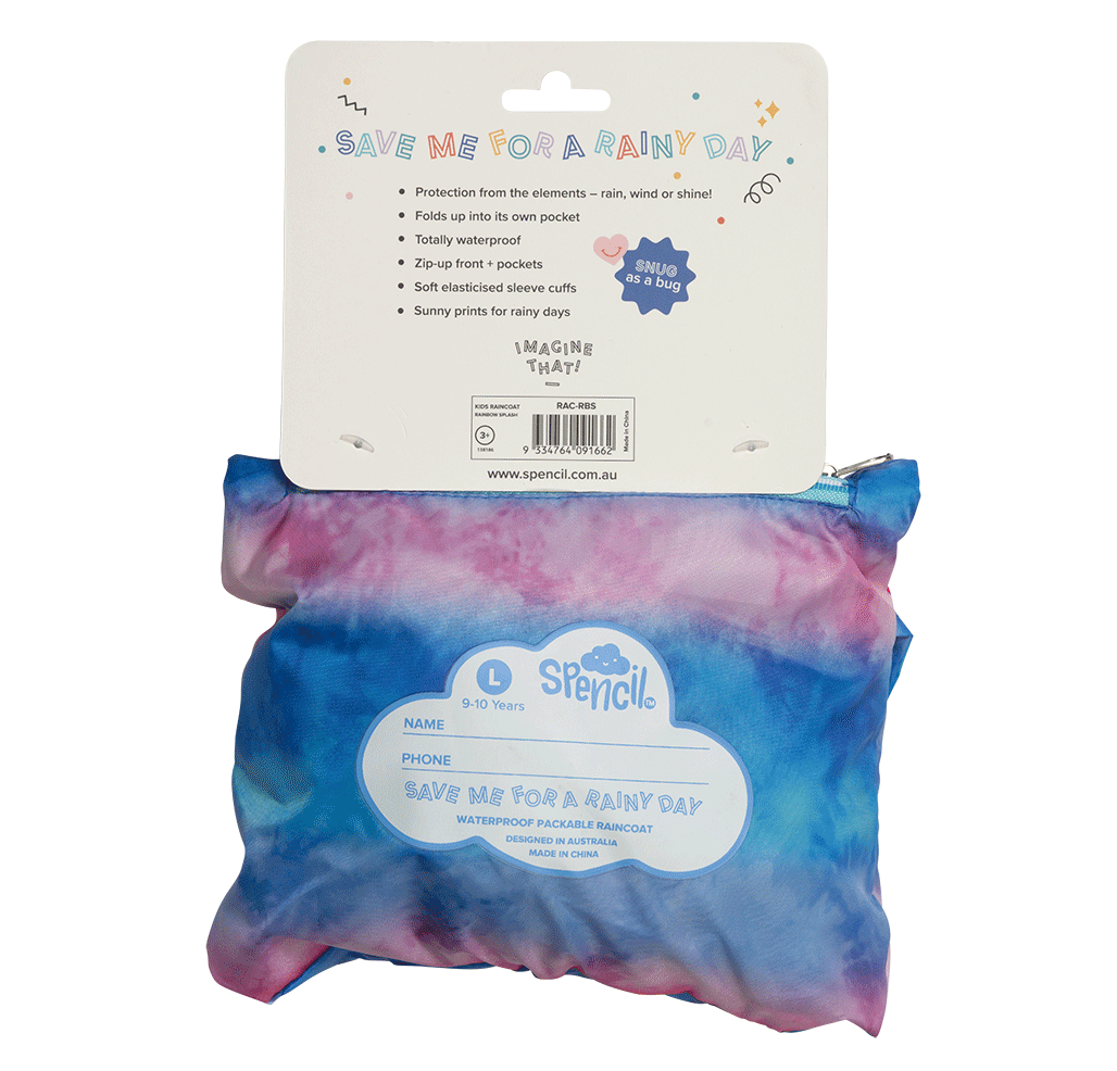 Rainbow Splash waterproof kids raincoat NZ — Te Rā