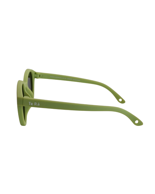 Rito Green round baby sunglasses NZ ages 0-2, side view — Te Rā