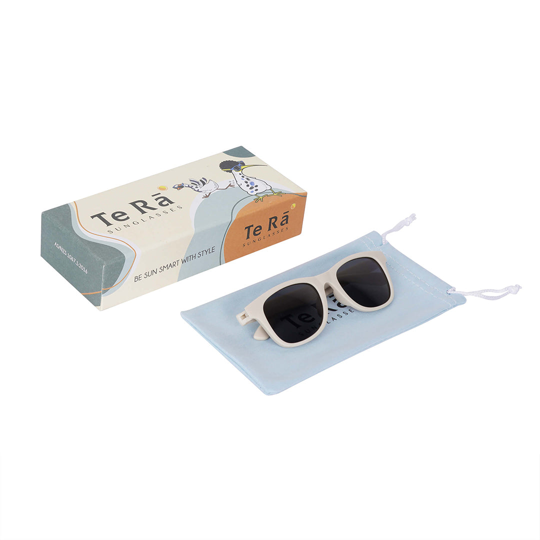 Koru Ivory White kids sunglasses NZ ages 5+ — Te Rā